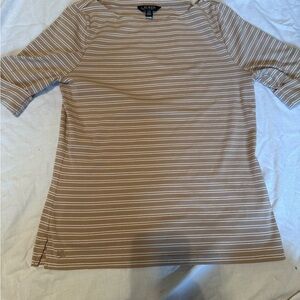 Ralph Lauren Beige Striped Short Sleeve Tee